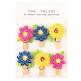 American Crafts Bea Valint Poppy and Pear Flower Clothespin Embellishments