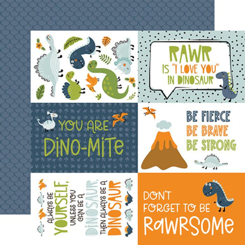 Echo Park Dino-Mite 6x4 Journaling Cards Patterned Paper