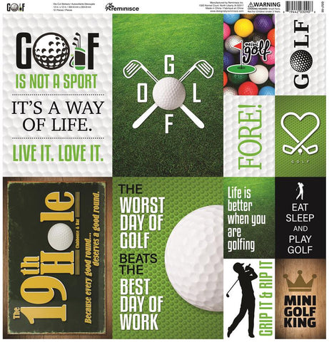 Reminisce Golf 12x12 Poster Sticker Sheet