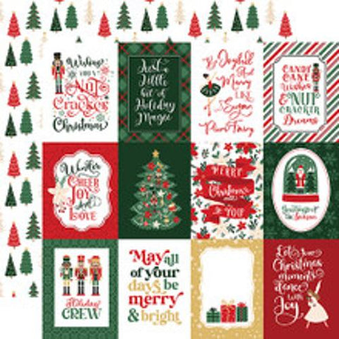 Echo Park Nut Cracker Christmas 3x4 Journaling Cards Patterned Paper
