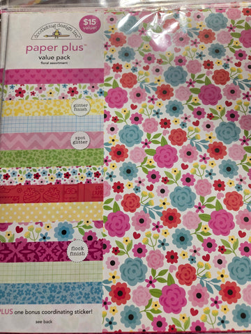 Doodlebug Design Paper Plus Value Pack 12"X12"-Floral Assortment