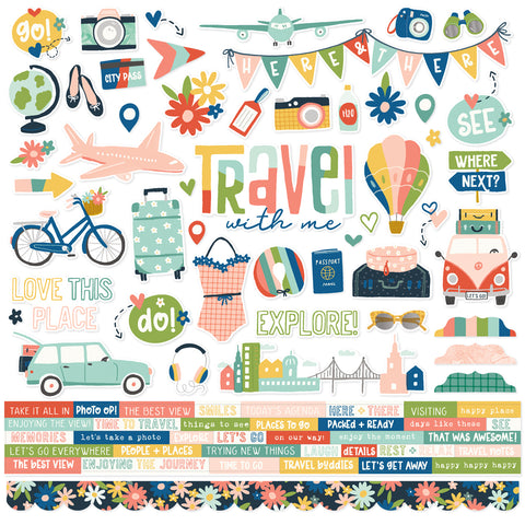 Simple Stories Pack Your Bags Cardstock Sticker Sheet