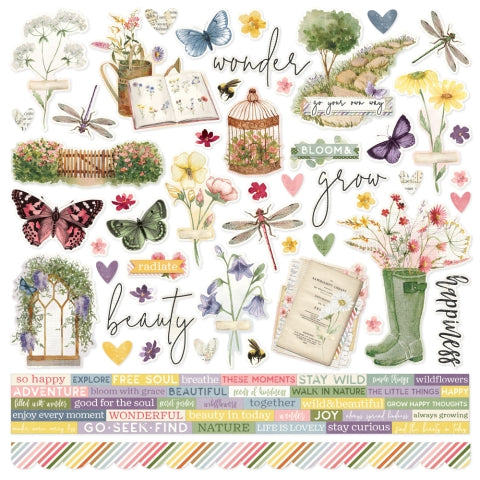 Simple Stories Simple Vintage Meadow Flowers 12x12 Cardstock Sticker Sheet
