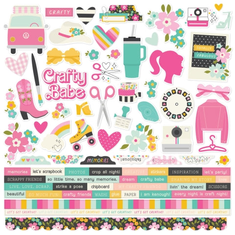 Simple Stories Crafty Babe Cardstock Stickers Sheet 12 x 12
