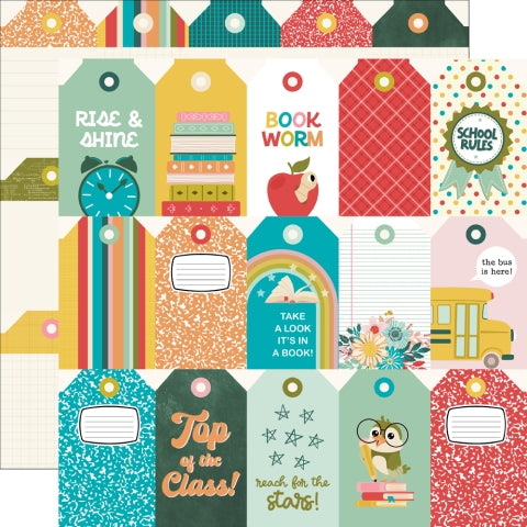 Simple Stories Book Fair Tag Elements 12x12 Patterned Paper