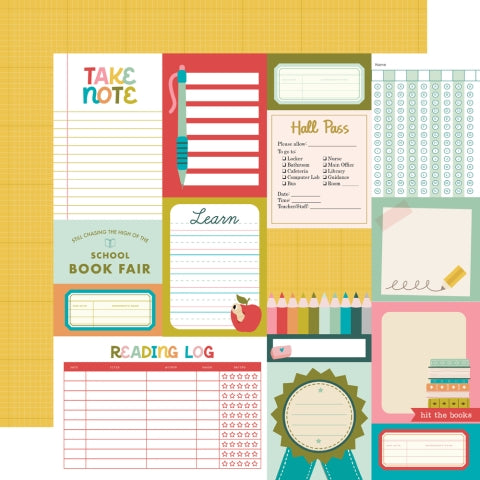 Simple Stories Book Fair Journal Elements 12x12 Patterned Paper