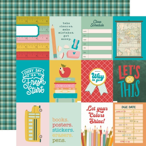 Simple Stories Book Fair 3x4 Journaling Cards 12x12  Patterned Paper