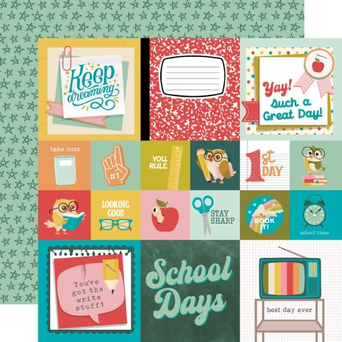 Simple Stories Book Fair 2x2/4x4 Journaling Cards 12x12 Patterned Paper