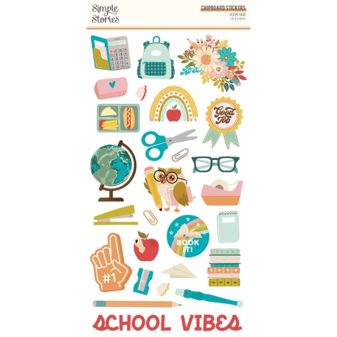 Simple Stories Book Fair 6x12 Chipboard Sticker Embellishments