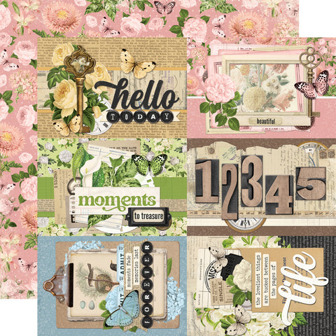 Simple Stories Simple Vintage Junk Drawer 4x6 Elements 12x12 Patterned Paper