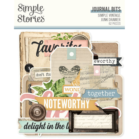 Simple Stories Simple Vintage Junk Drawer Journal Bits & Pieces Die Cut Embellishments