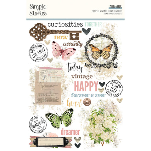 Simple Stories Simple Vintage Junk Drawer Rub On Embellishments