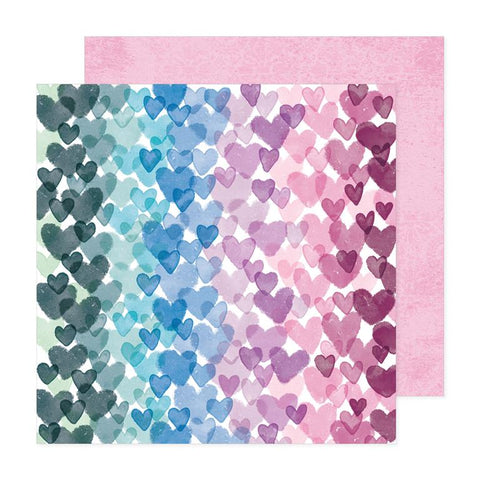American Crafts Dreamer Stamped Hearts Patterned Paper