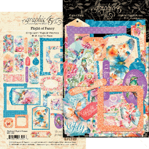 Graphic 45 Flight of Fancy Chipboard Tags & Frames Embellishments
