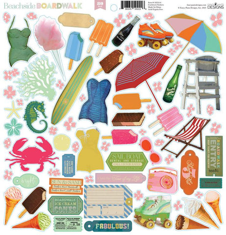 Fancy Pants Beachside Boardwalk Cardstock Stickers Embellishments