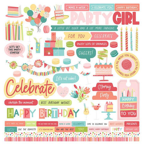 PhotoPlay Paper Birthday Sparkle Element Sticker Sheet
