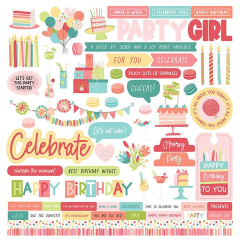 Photoplay Paper Birthday Sparkle Element Sticker Sheet