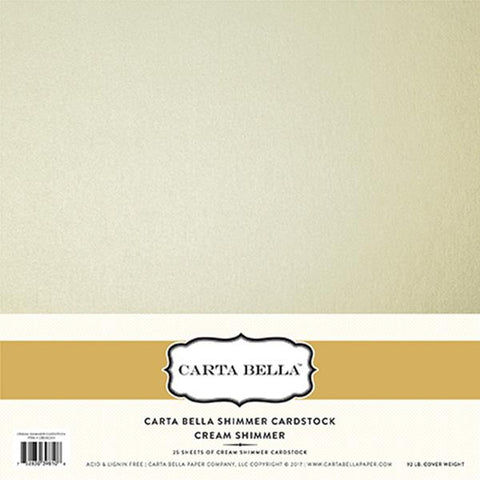 Carta Bella Shimmer Cardstock - Cream - 92lb. Cover