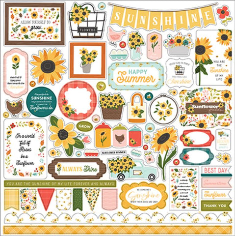 Carta Bella Sunflower Summer Element Sticker Sheet