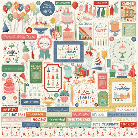 Carta Bella They Say It's Your Birthday 12X12 Element Sticker Sheet