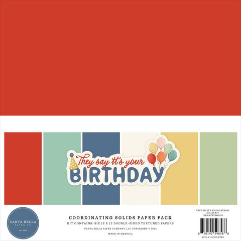 Carta Bella They Say It's Your Birthday Coordinating 12x12 Solids Paper Pack
