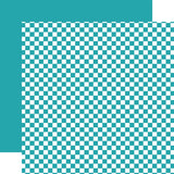 Echo Park Summer Checkerboard Teal  Patterned Paper