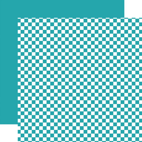 Echo Park Checkerboard Summer Teal  Patterned Paper
