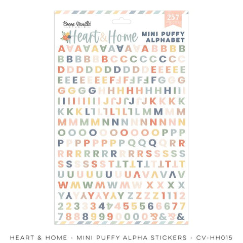 Cocoa Vanilla Studio Heart & Home Mini Puffy Alphabet Sticker Embellishments