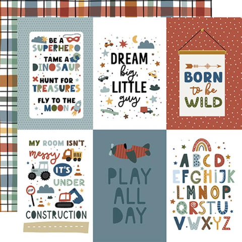 Echo Park Dream Big Little Boy 4x6 Journaling Cards Patterned Paper