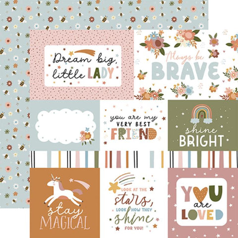 Echo Park Dream Big Little Girl Journaling Cards Patterned Paper