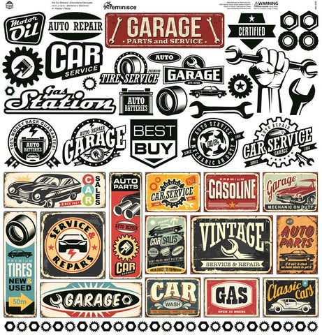 Reminisce Garage Life 12x12 Sticker Sheet