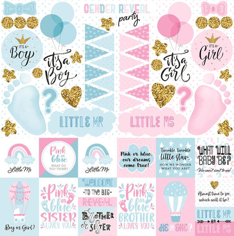 Reminisce Gender Reveal Party 12x12 Sticker Sheet