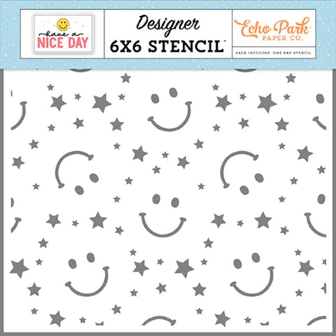 Echo Park Have A Nice Day Stars And Smiles Designer 6x6 Stencil