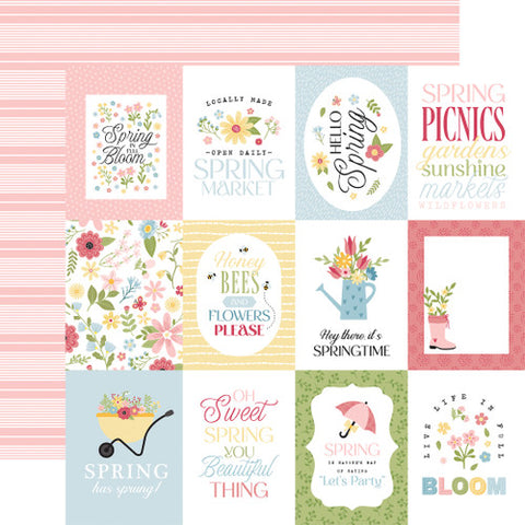Echo Park In Full Bloom 3 x 4 Journaling Cards 12x12 Patterned Paper