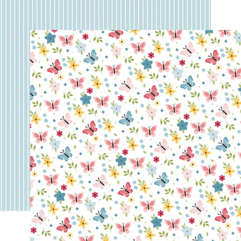 Echo Park In Full Bloom Butterflies and Flowers 12x12 Patterned Paper