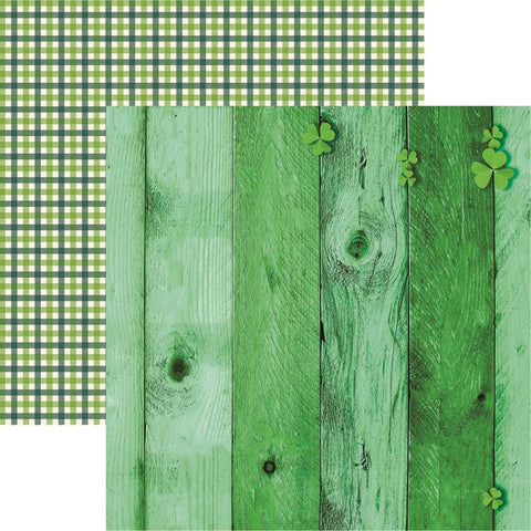 Reminisce Irish Kiss Shamrock on Green Wood Patterned Paper