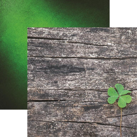 Reminisce Irish Kiss Shamrock on Gray Wood Patterned Paper