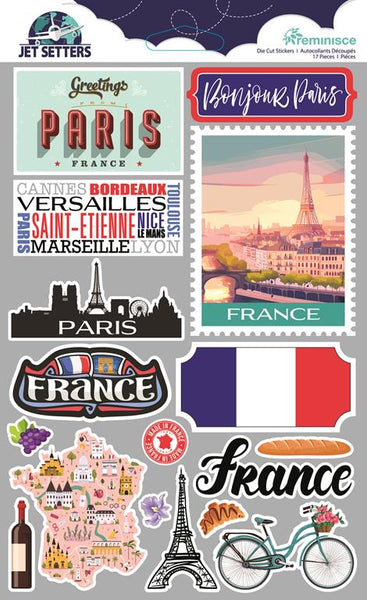 Reminisce Jet Setters France Dimensional Stickers – Cheap Scrapbook Stuff