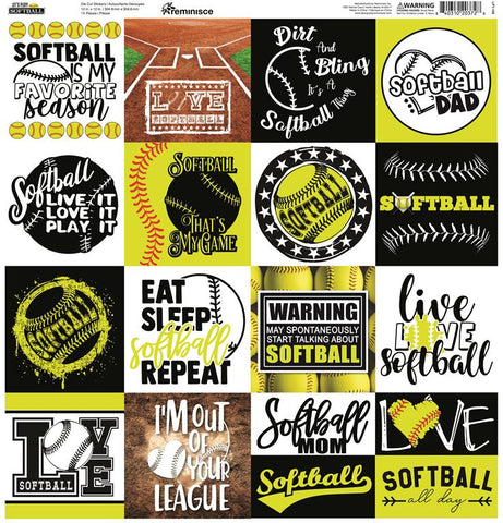 Reminisce Let's Play Softball 12x12 Sticker Sheet