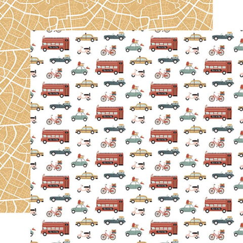 Echo Park Let's Take The Trip Touring Transportation Patterned Paper