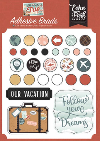 Echo Park Let's Take The Trip Adhesive Brad Embellishments