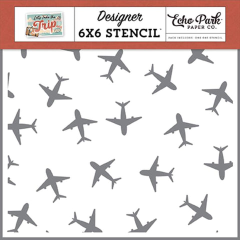 Echo Park Let's Take The Trip Let's Fly Away Designer 6x6 Stencil