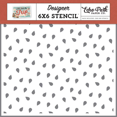 Echo Park Let's Take The Trip Drop A Pin Designer 6x6 Stencil