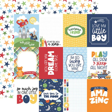 Echo Park My Little Boy 3x4 Journaling Cards Patterned Paper