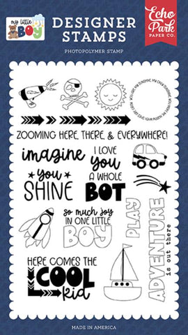 Echo Park My Little Boy Zooming Here And There Designer Stamp Set