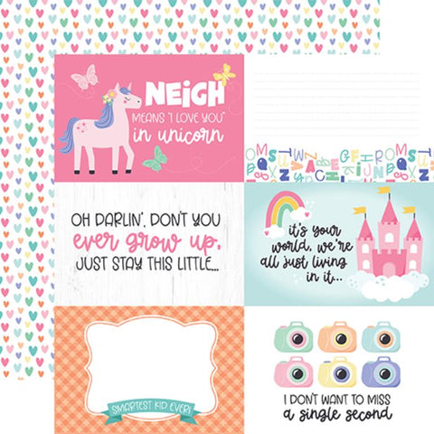 Echo Park My Little Girl 6x4 Journaling Cards Patterned Paper