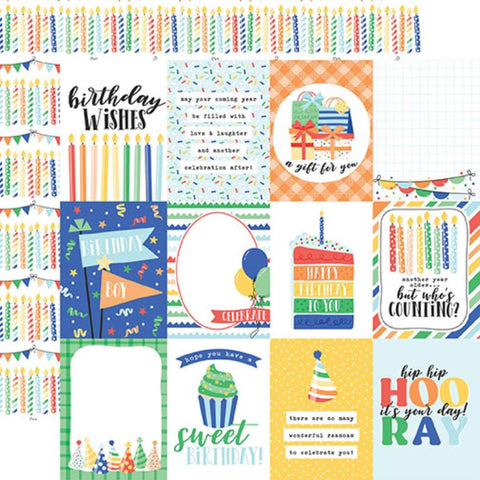 Echo Park Make A Wish Birthday Boy 3x4 Journaling Cards Patterned Paper