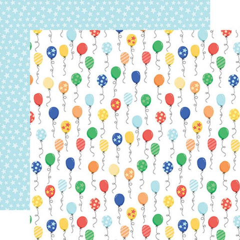 Echo Park Make A Wish Birthday Boy Party Time Balloons Patterned Paper