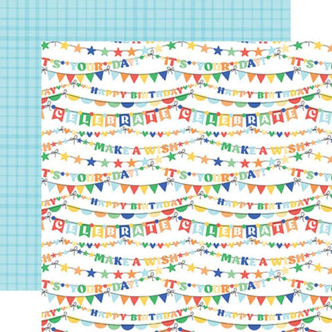Echo Park Make A Wish Birthday Boy It's Your Day Banners Patterned Paper