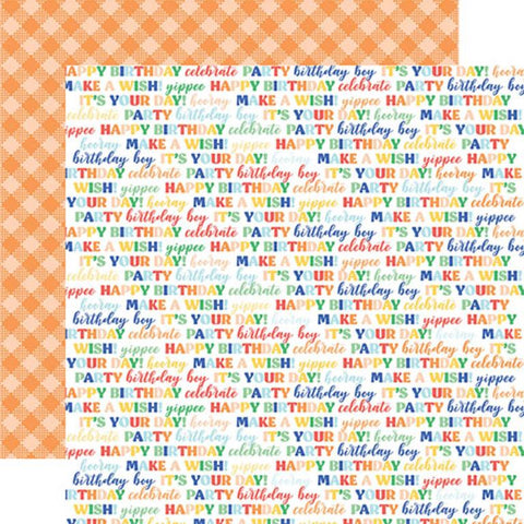 Echo Park Make A Wish Birthday Boy Birthday Phrases Patterned Paper